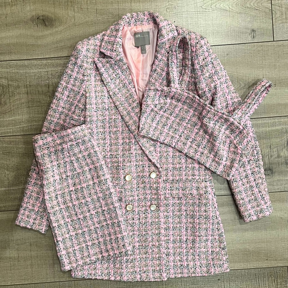 ASOS Pink Tweed Blazer Set